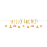 Banner “Oh Baby!-Hello World” RŮŽOVÝ, 2 ks