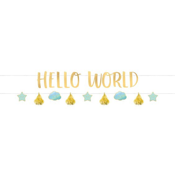 Banner “Oh Baby!-Hello World” MODRÝ, 2 ks - Obr. 1