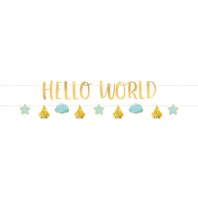 Banner “Oh Baby!-Hello World” MODRÝ, 2 ks