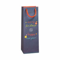 Dárková vánoční papírová taška na lahev, 12x36x4 cm