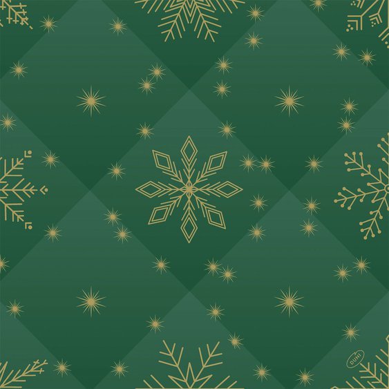 Ubrousky Dunisoft “Zimní vločky” ZELENÉ, 40x40 cm, 60 ks - Obr.1