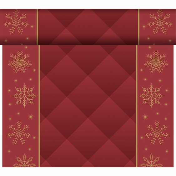 Šerpa Dunicel “Zimní vločky” BORDÓ, 0,4x24 m - Obr.1