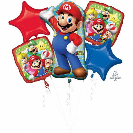Balónkový buket "Super Mario", 5ks - Obr. 1
