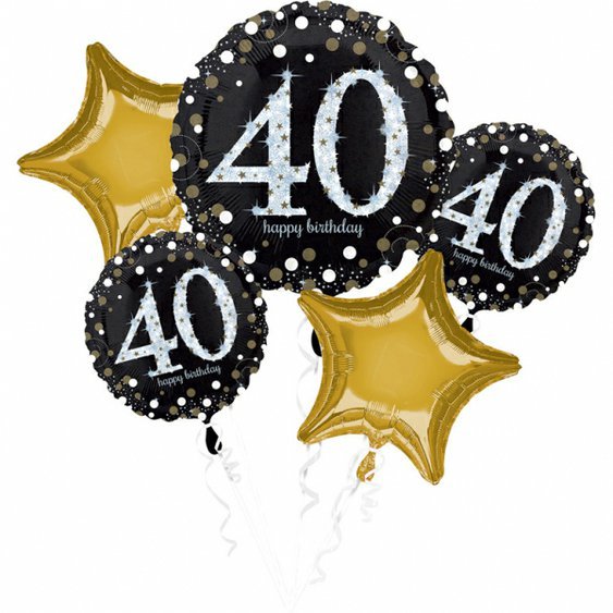 Balónkový buket “40. narozeniny”, 5 ks - Obr. 1