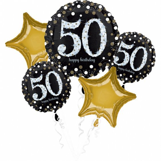 Balónkový buket “50. narozeniny”, 5 ks - Obr. 1