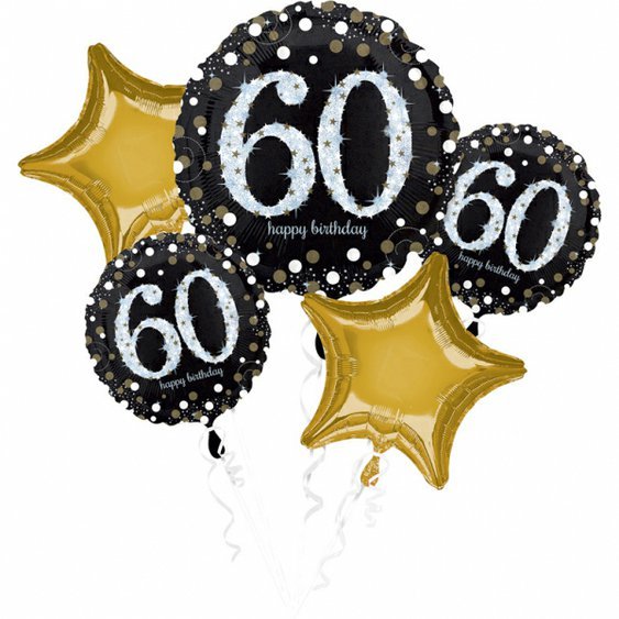 Balónkový buket “60. narozeniny”, 5 ks - Obr. 1