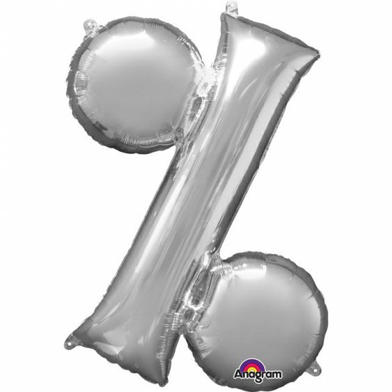 Fóliový balónek "procenta" STŘÍBRNÝ, 88 cm - obr. 1