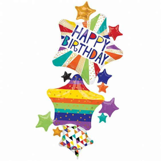 Fóliový balónek “Happy B-Day s hvezdičkami”, 93x170 cm - Obr. 1