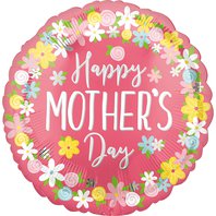 Fóliový balónek s kytičkami "Happy Mother's Day", 43 cm