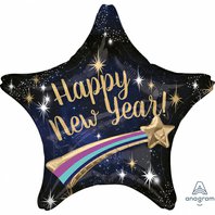 Fóliový multi balónek “Happy New Year s kometou”, 71x71 cm - Obr. 1