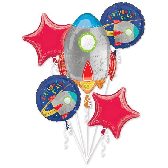Balónkový buket "Narozeniny - Vesmírná raketa", 5ks - Obr. 1