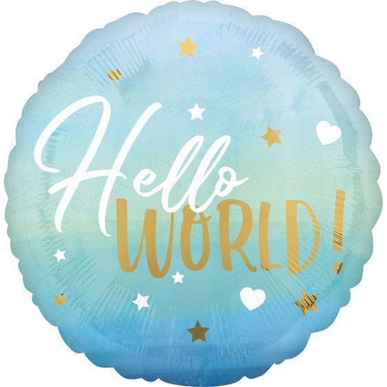 Fóliový balónek “Oh Baby!-Hello World” MODRÝ, 43 cm - Obr. 1