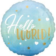Fóliový balónek “Oh Baby!-Hello World” MODRÝ, 43 cm