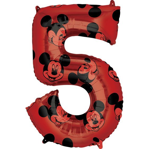 Fóliový balónek číslo "Mickey Mouse - 5", 66 cm - Obr. 1