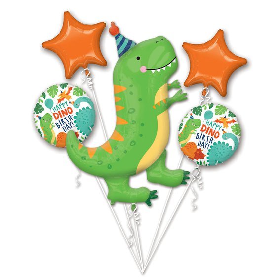 Balónkový buket “Happy Dino Birthday”, 5 ks - Obr. 1
