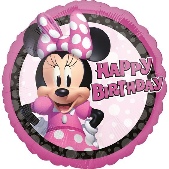 Fóliový balónek Minnie "Happy Birthday” RŮŽOVÝ, 45 cm - Obr. 1