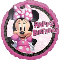 Fóliový balónek Minnie "Happy Birthday” RŮŽOVÝ, 45 cm