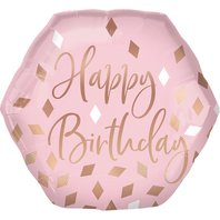Fóliový balónek “Rose Gold Birthday-hexagon”, 58 cm