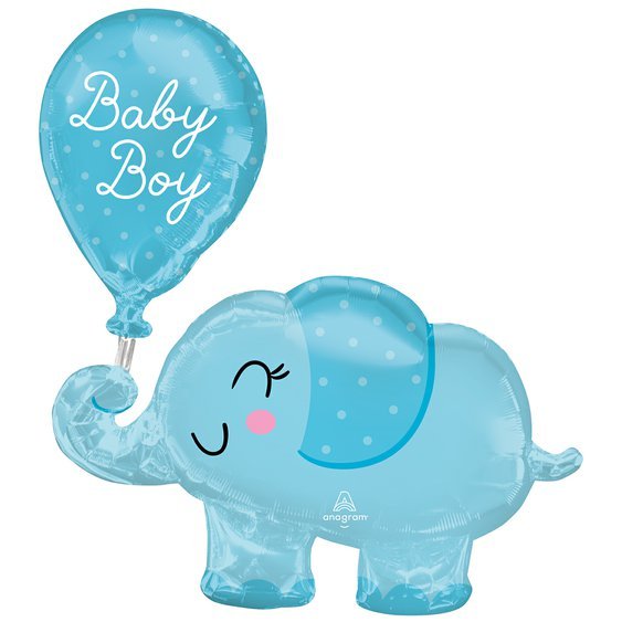 Fóliový balónek Slůně “Baby Boy” MODRÝ, 73x78 cm - Obr. 1