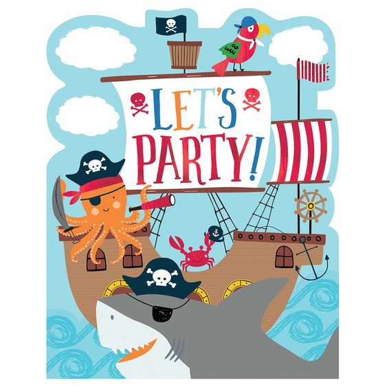 Pozvánky “Pirátská párty-Ahoy”, 8 ks - Obr. 1