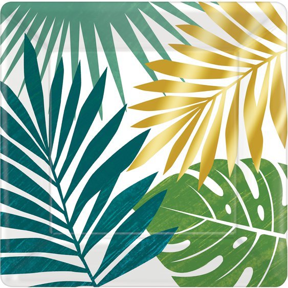 Talířky papírové “Havajské listy-Key West”, 17,7x17,7 cm, 8 ks - Obr. 1