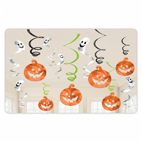 Halloweenské závěsné spirály, 12 ks - obr. 1