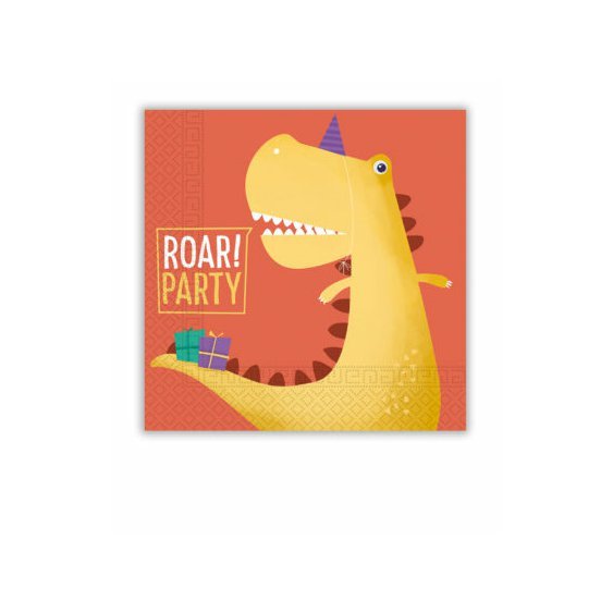 Papírové ubrousky "Dino-Roar Party”, 33x33 cm, 20 ks - Obr. 1