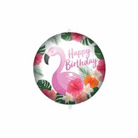 Fóliový balónek s těžítkem “Happy Birthday-Plameňák”, 46 cm