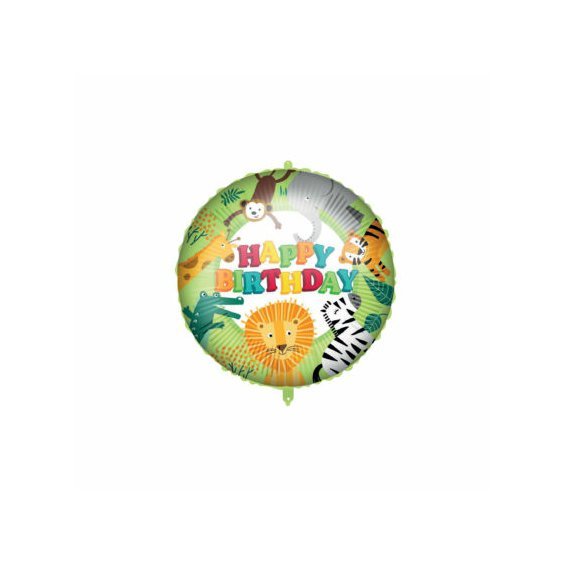 Fóliový balónek s těžítkem “Happy Birthday-Jungle”, 46 cm - Obr. 1