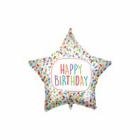 Fóliový balónek s těžítkem “Happy Birthday-Hvězda” BAREVNÝ, 46 cm