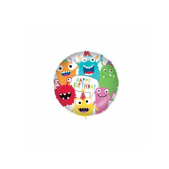 Fóliový balónek s těžítkem “Happy Birthday-Příšerky”, 46 cm - Obr. 1