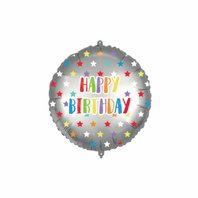 Fóliový balónek s těžítkem “Happy Birthday-Hvězdičky”, 46 cm
