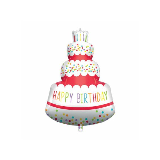 Fóliový balónek “Happy Birthday-Dort”, 96 cm - Obr. 1