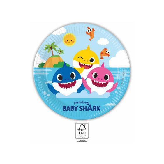 Papírové talířky "Baby Shark", 23 cm, 8 ks - Obr. 1