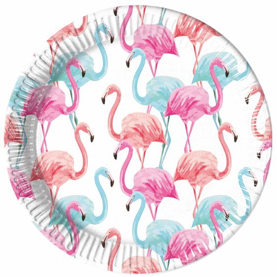 Papírové talířky “Tropical Flamingo”, 23 cm, 8 ks - Obr. 1