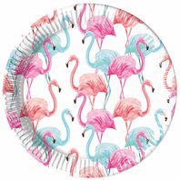 Papírové talířky “Tropical Flamingo”, 23 cm, 8 ks