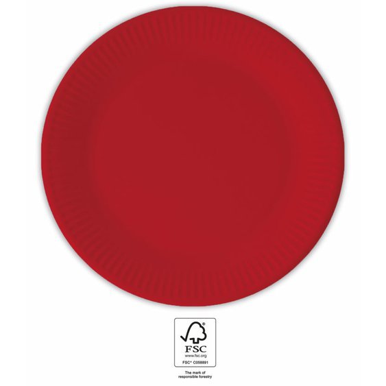 EKO papírové talířky ČERVENÉ, 20 cm, 8 ks - obr. 1