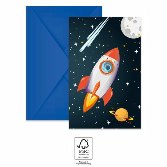 Pozvánky “Rocket Space”, 6 ks - obr. 1
