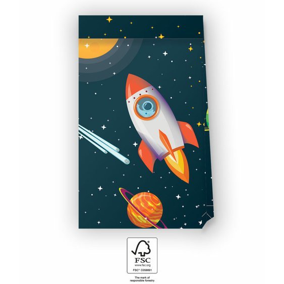 Papírové pytlíčky “Rocket Space”, 4 ks - obr. 1