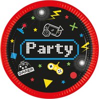 Papírové talířky “Gaming Party”, 23 cm, 8 ks