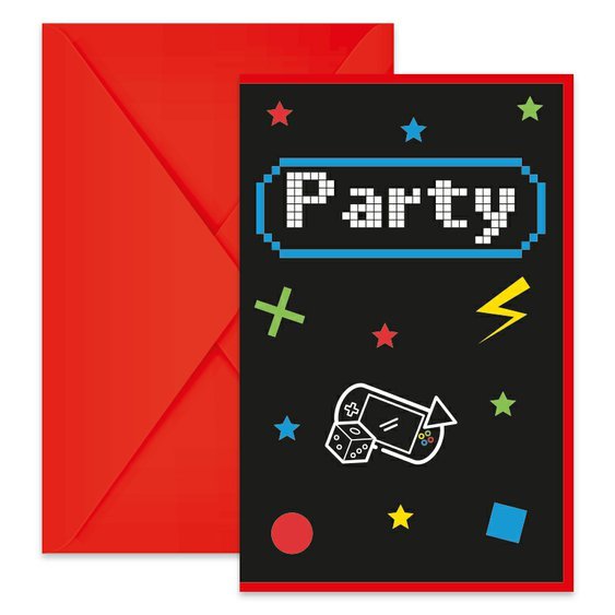 Pozvánky “Gaming Party”, 6 ks - Obr. 1