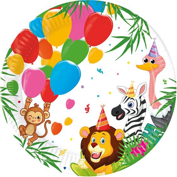 Papírové talířky “Jungle Balloons - džungle”, 23 cm, 8 ks - Obr. 1