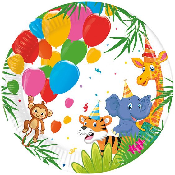Papírové talířky “Jungle Balloons - džungle”, 20 cm, 8 ks - Obr. 1