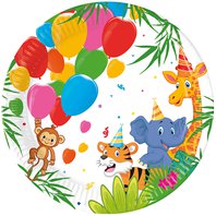 Papírové talířky “Jungle Balloons - džungle”, 20 cm, 8 ks