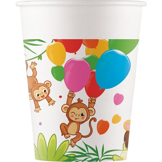 Papírové kelímky “Jungle Balloons - džungle”, 200 ml, 8 ks - Obr. 1