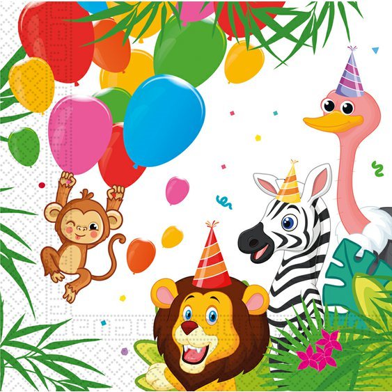 Papírové ubrousky “Jungle Balloons - džungle“, 33x33 cm, 20 ks - Obr. 1