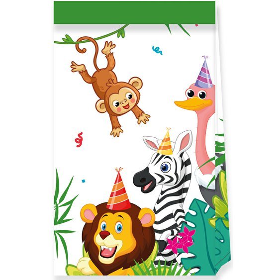Papírové pytlíčky “Jungle Balloons - džungle”, 4 ks - Obr. 1