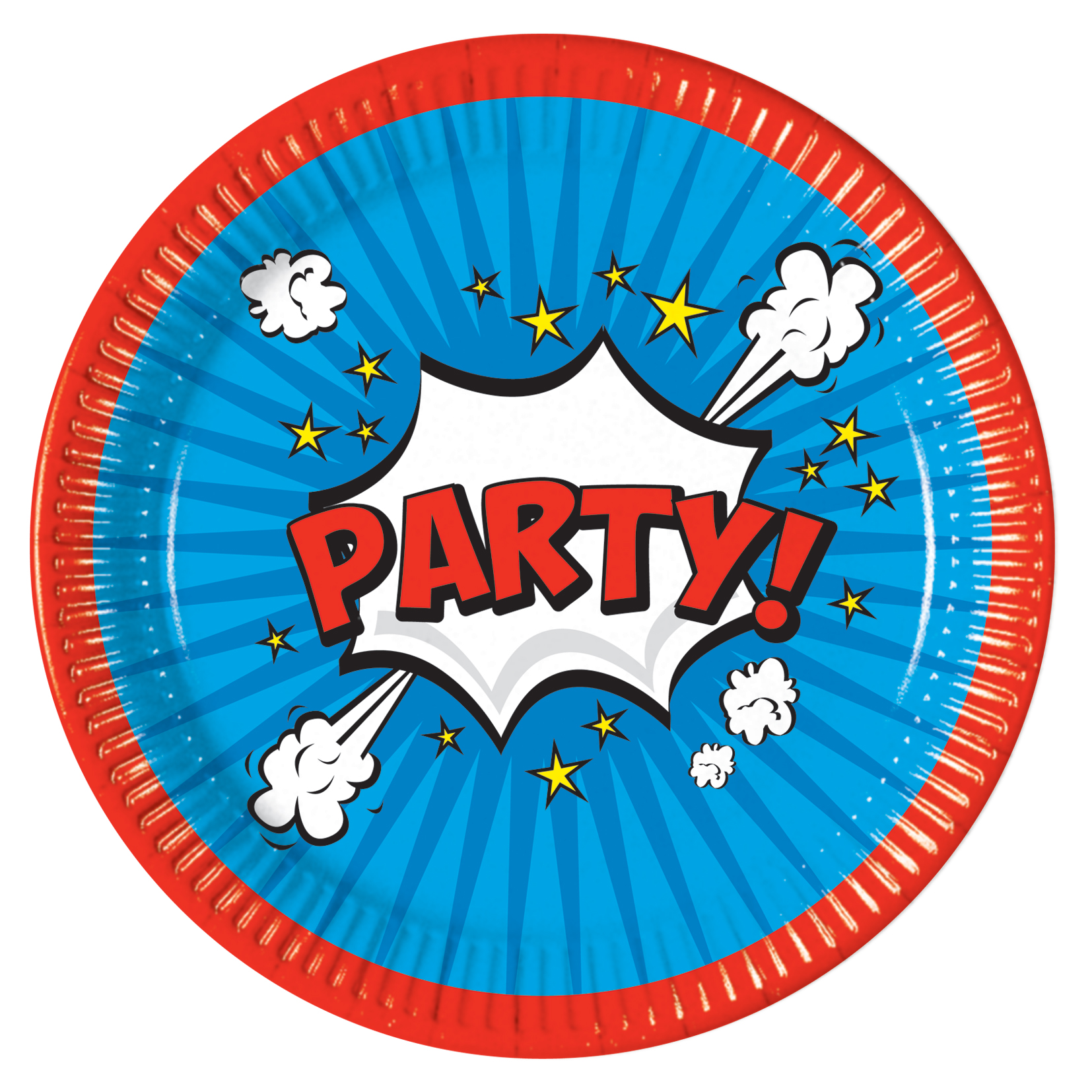 Papírové talířky “Boom Party”, 23 cm, 8 ks