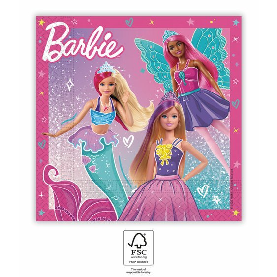Papírové ubrousky “Barbie Fantasy”, 33x33 cm, 20 ks - obr. 1