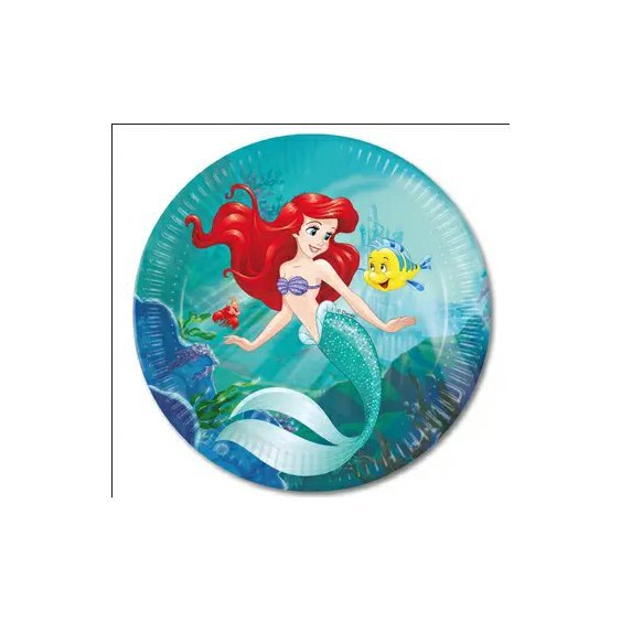 Papírové talířky “Ariel - Malá mořská víla”, 23 cm, 8 ks - Obr. 1